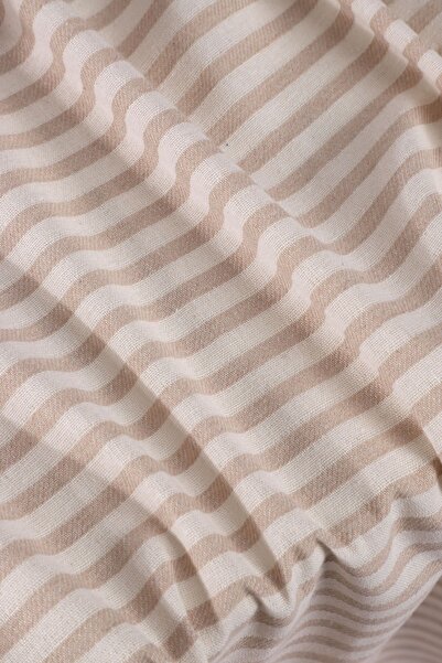 KAMİZ Τραπεζομάντηλο Λινό - Γαλακτώδες Καφέ Ριγέ