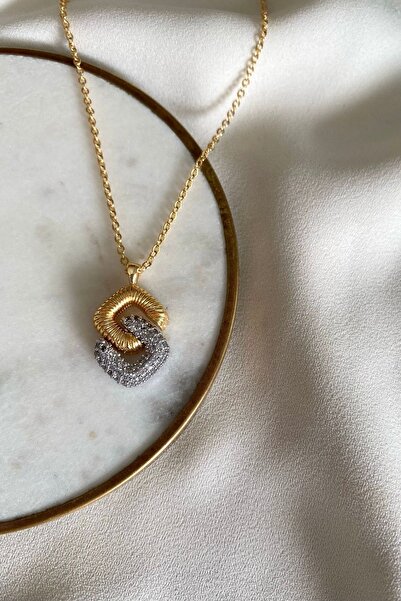 gaila design Çift Renkli Sarmal Uçlu Çelik Kolye