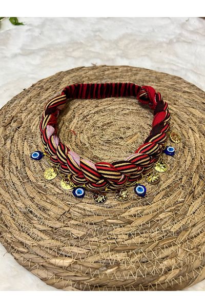 Ozer Baby Store Keşan Elastic Crown with Evil Eye Bead and Lira (Black Sea Local)