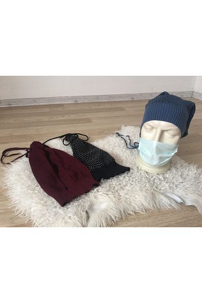 hoaryage 2 Κομμάτια Πλεκτό Μπερέ με κορδόνια
