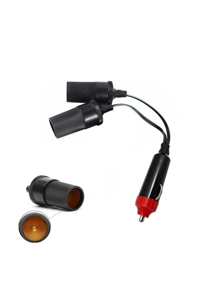 Vwin Oto Araç Çakmak Çoklayıcı Fişi Uzatma Kablolu 2’li 2 Port Çakmaklık Çoklayıcı