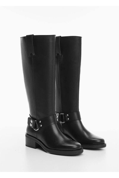MANGO Woman Lederstiefel mit Schnalle