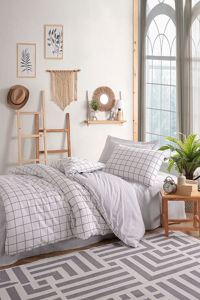 Eponj Home Γκρι Σετ Παπλωματοθήκης Μονό Easy-Iron