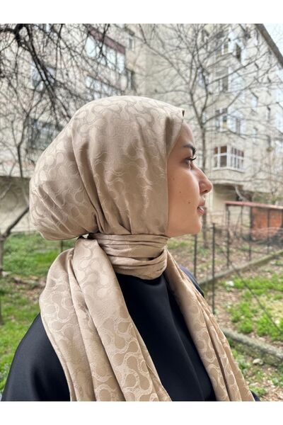shalby Tesettür Ipeksi Pamuk Jakar Lory Desen Şal Vizon