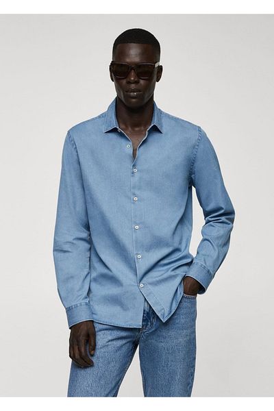 MANGO Man Cămașă din bumbac Chambray cu ajustare normală