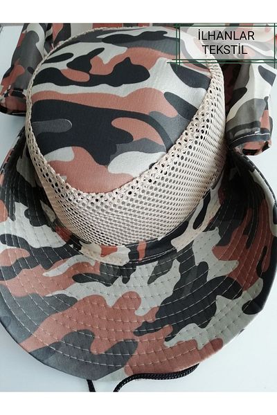 İLHANLAR Camouflage mesh neck protection fedoras brown