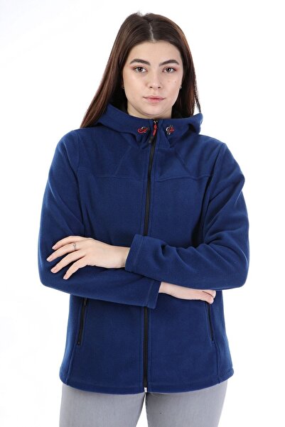 VEGA PORT Γυναικείο Fleece Blue με κουκούλα με φερμουάρ
