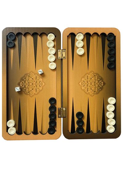 Uçandaire Geometric Patterned Mini Backgammon - 24x24 cm Plastic Stamps, Travel Backgammon
