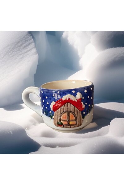 Gesto seramik Kış Temalı Ev Li Fincan