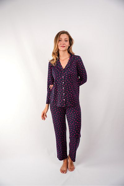 Butik Set pijamale cu mâneci lungi cu buline roz
