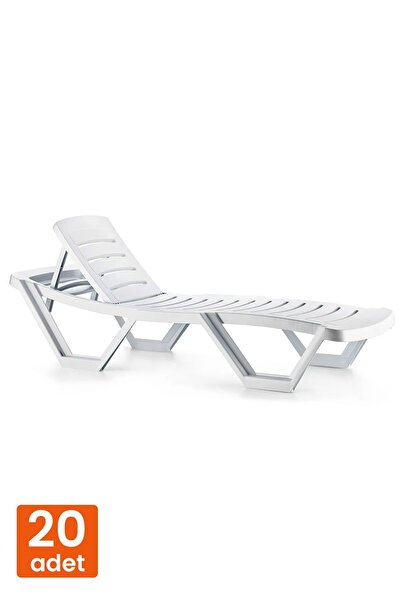 Alezy Holiday Capissi Ayarlanabilir Kademeli Arkalık Tekerlekli  Şezlong 20 Adet