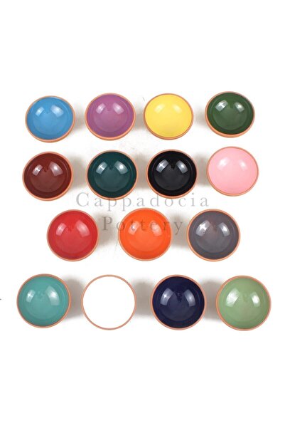 Cappadocia Pottery 15li 8cm 15 Renk Toprak Çömlek Kase Takımı Çok Amaçlı Kull...