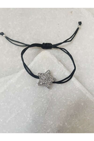 Selen Aksesuar Zircon Star Bracelet - Black Rope