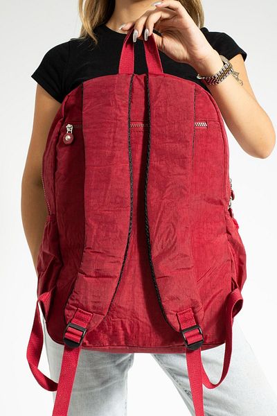 DUOMİNO Red Crinkle Water Resistant Large Size Backpack - 15,6 High School