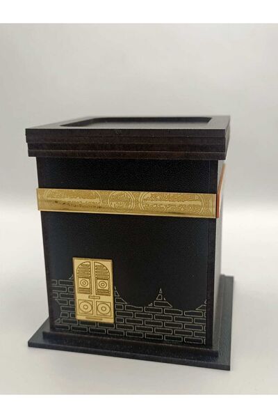 DEKORMOS Kabe Kutu Hurmalık Tesbihlik Ramazan Umre Hac Minyatür Kabe Ahşap Kutu
