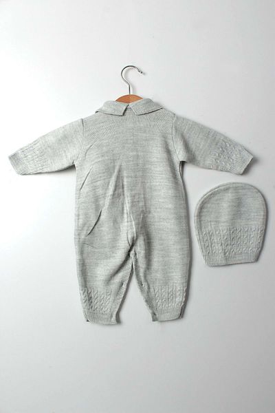 Çocuksan Baby&Kids Wear Unisex Gray Knitwear Baby Onesie - With Teddy Bear, 9 Months - Cs 2023000065 -4147