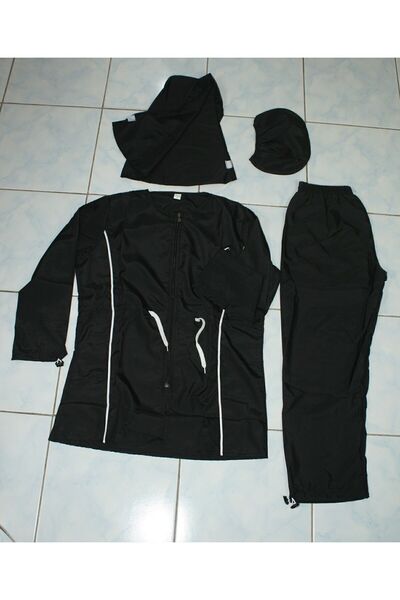 EL İŞİ Tesettür Mayo Rahat Kalıp Çabuk Kuruyan Paraşüt Kumaş 4 Parça