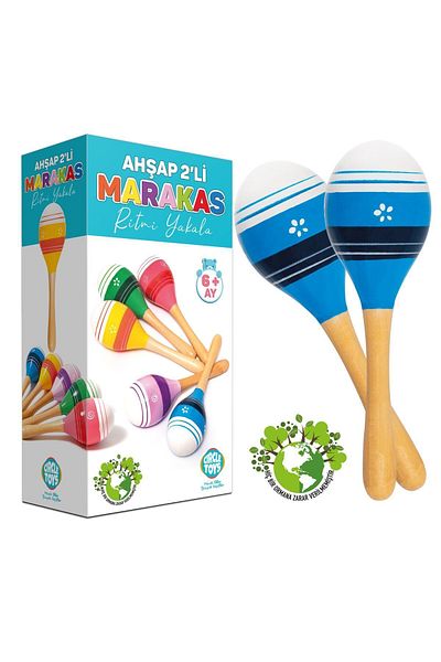 Circle Toys Set of 2 Wooden Maracas - Catch the Rhythm