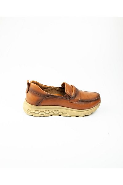 Scavia Tan Leather Women's Casual Shoes - 328 Model