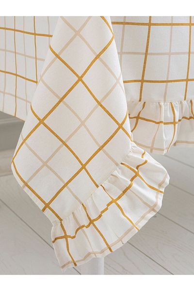 LC Waikiki 150x200 Cm Plaid Patterned and Ruffle Detailed Tablecloth