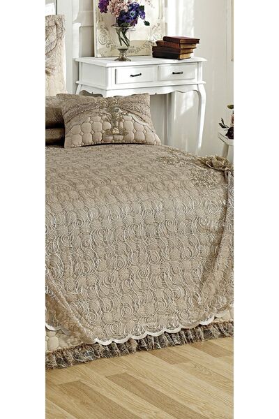 BALADI HOME Yatak Örtüsü Çift Kişilik Çeyizlik 4parça Danteli Ve Kapitoneli