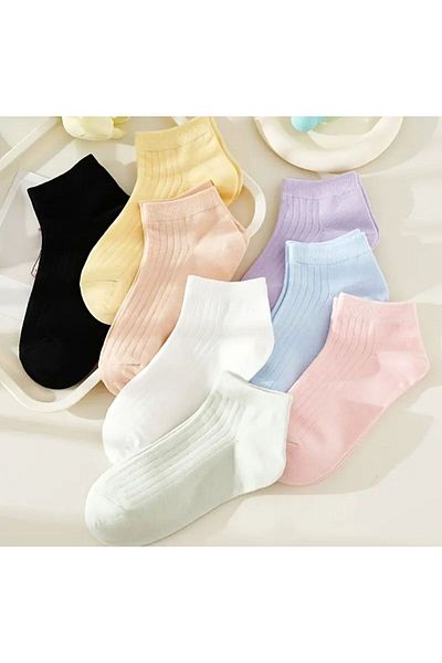 WORTHY SOCKS Опаковка от 5 многоцветни оребрени чорапи до глезена