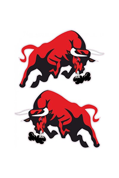 İŞCAN MOTOR Boğa Sticker Araba Laptop Motosiklet Sticker 2'Lİ 12x8cm