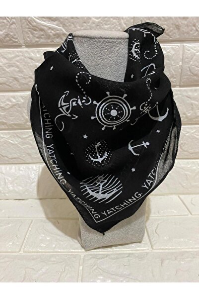 sema aksesuar وشاح قطني منقوش على شكل مرساة بحار للجنسين - باندانا