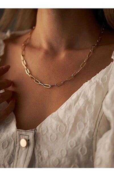 dergavud Kadın Gold Renk Ataç Zincir Kolye