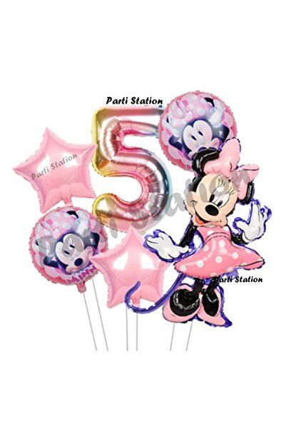 Parti Station Minnie Mouse 5 Yaş Balon Set Minnie Mouse Doğum Günü Konsept Pa...