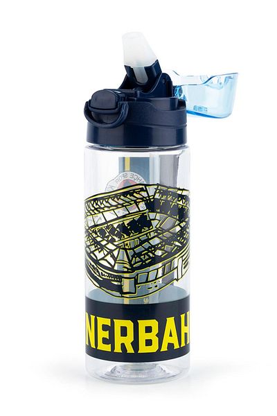 Fenerbahçe Licensed School Water Bottle with Fb Logo - Student Water Bottle with Straw, Button and Protective Lid