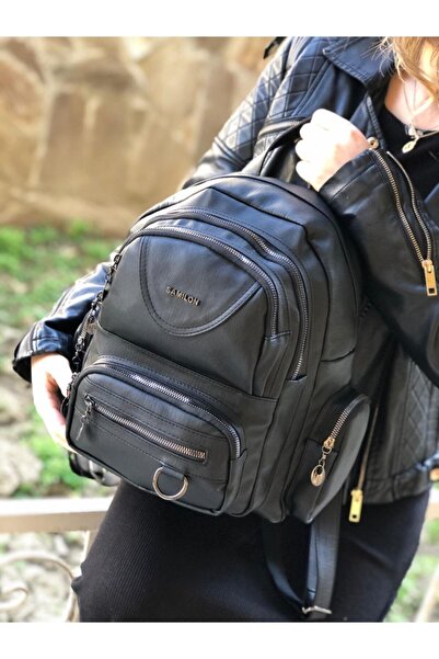 samilon Dámský batoh Samılon Multi-Eye Washed Leather Black