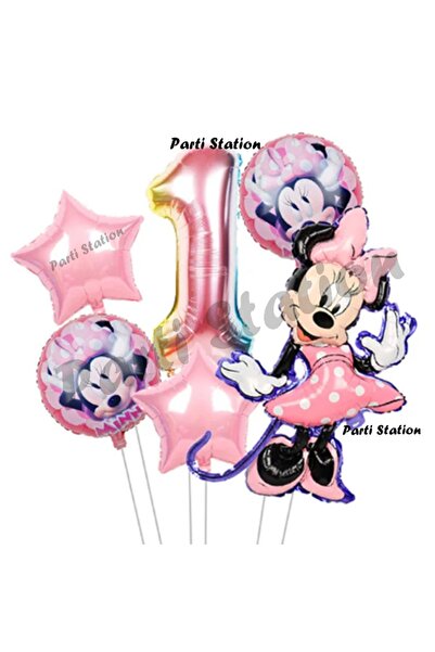 Parti Station Minnie Mouse 1 Yaş Balon Set Minnie Mouse Doğum Günü Konsept Pa...