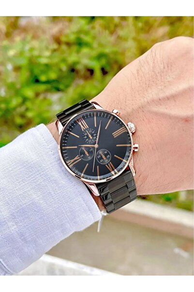 ÇENÇEN Siyah Rose Çelik Analog Sevgili Çift Kol Saati