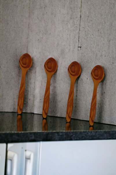 BEF CRAFT Tea Spoon Wooden Spoon Wooden Tea Sugar Spoon Set of 4 Olive Wood H...