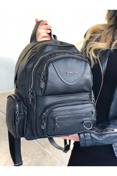 samilon Dámský batoh Samılon Multi-Eye Washed Leather Black