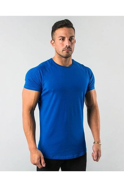 EMTA Μπλε ανδρικό μπλουζάκι Basic 100% Cotton Crew Neck