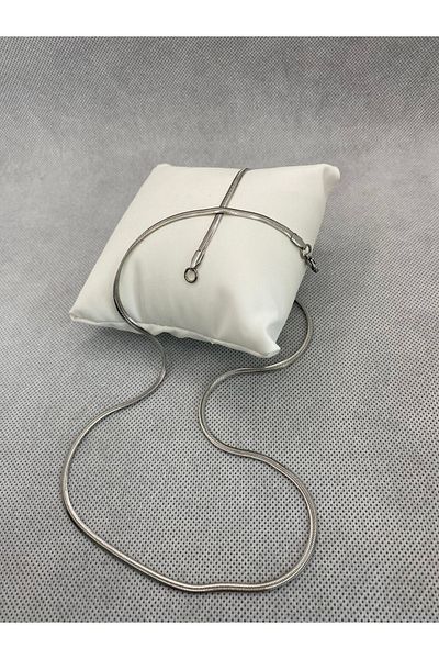 Lizzy Unisex Silver Italian Flat Steel Necklace