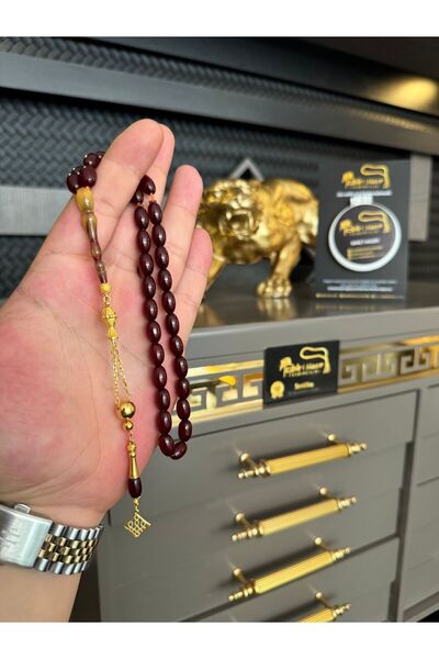 Tesbih-i Hazır Tesbihçilik Eski Osmanlı Tek Parça 13Gr 4.60 Gr Altın Püskül Tesbih Antique Faturan Amber Beads