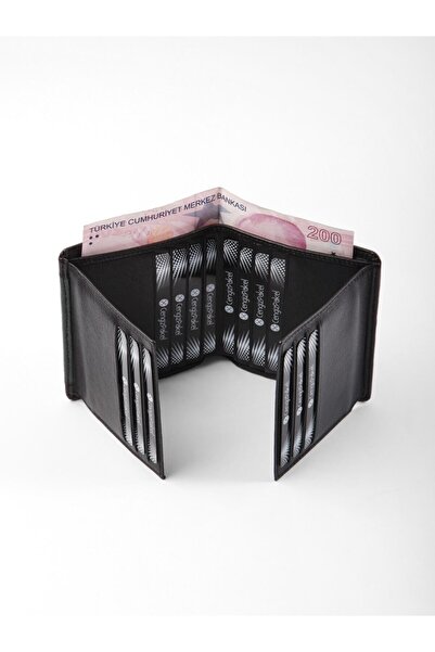 CENGİZ PAKEL Genuine Leather Men's Wallet 13660-black-green