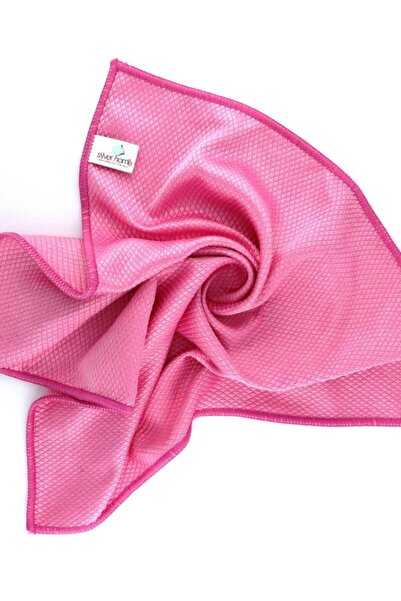 SİLVER HOME Mikrofiber 40x40cm Baklava Desen Cam Temizlik Bezi - Pembe