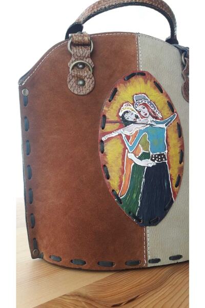 Bohemian Kadın Kamel Naturel Deri Çanta