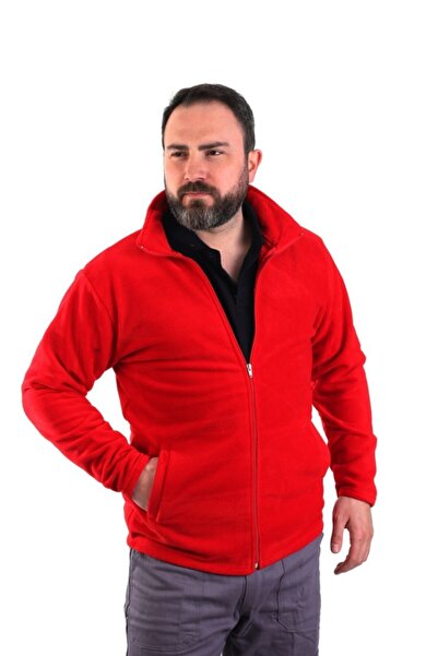 ESER İŞ GÜVENLİĞİ Unisex Kırmızı Fermuarlı Polar Mont