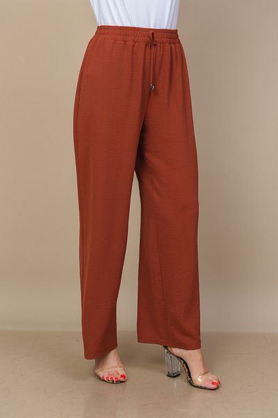 TUSSE Women's Black Crepe Fabric Straight Cut Summer Elastic Large Size Trousers
