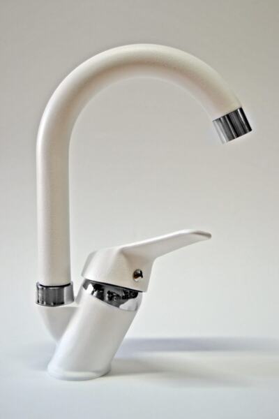 Bathroom Sink Faucet Faucet with Hot Cold Double Water Inlet with White Chrome Cane Tube