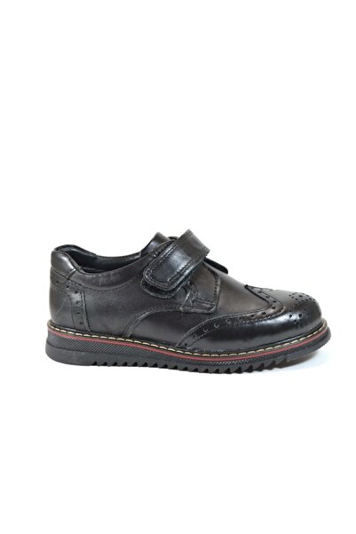Bayrak B.11 Hakiki Deri Siyah Cırtlı Oxford Ortopedik Erkek Çocuk Okul Ayakkabı