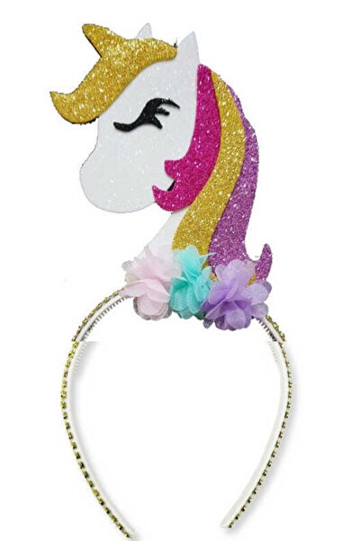 Genel Markalar Eva Unicorn Taşlı Simli Taç Altın Pembe Mor