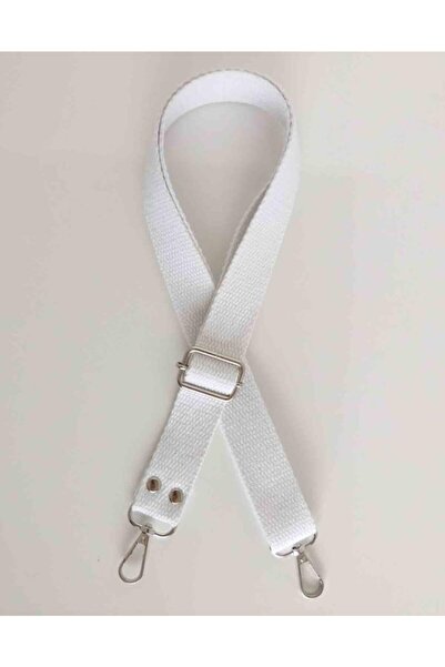 angel çanta aksesuar مقبض حقيبة قابل للتعديل من القطن الأبيض، معدن فضي