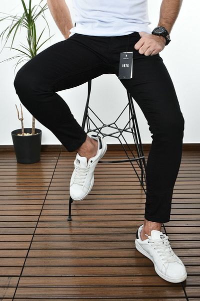 çerme Ανδρικό παντελόνι μαύρο Lycra μέχρι τον αστράγαλο Ç15