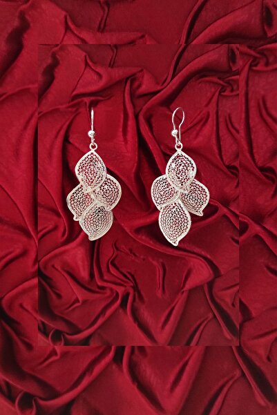 Aykat Telkâri Gümüş Küpe El Işi Taşsız Kadın Küpesi Modeli 925 Ayar Kupe-144